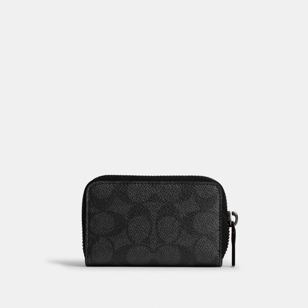 Coach Small Zip Around Card Case In Signature Canvas - Preorder