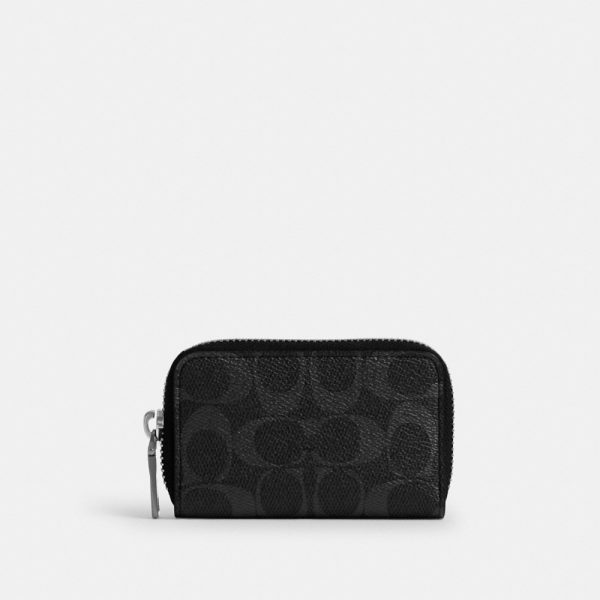 Coach Small Zip Around Card Case In Signature Canvas - Preorder