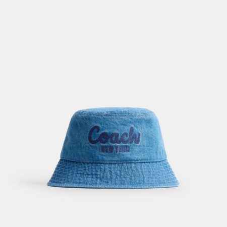 Coach Outlet Coach Script Embroidered Denim Bucket Hat - Preorder