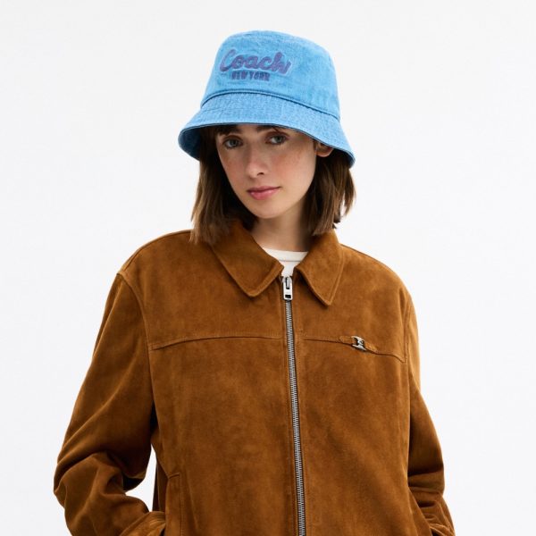 Coach Outlet Coach Script Embroidered Denim Bucket Hat - Preorder