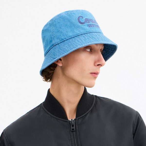 Coach Outlet Coach Script Embroidered Denim Bucket Hat - Preorder