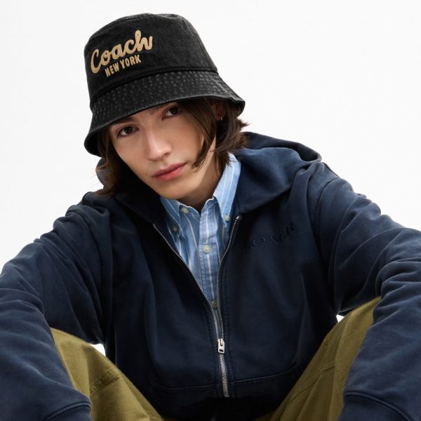 Coach Outlet Coach Script Embroidered Denim Bucket Hat - Preorder