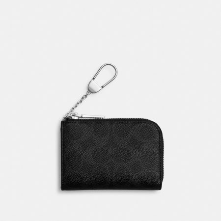 Coach L-Zip Key Case In Signature Canvas - Preorder