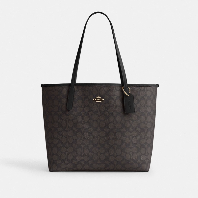Coach City Tote Bag CV976 QBMI5 Signature canvas charcoal black gunmetal official