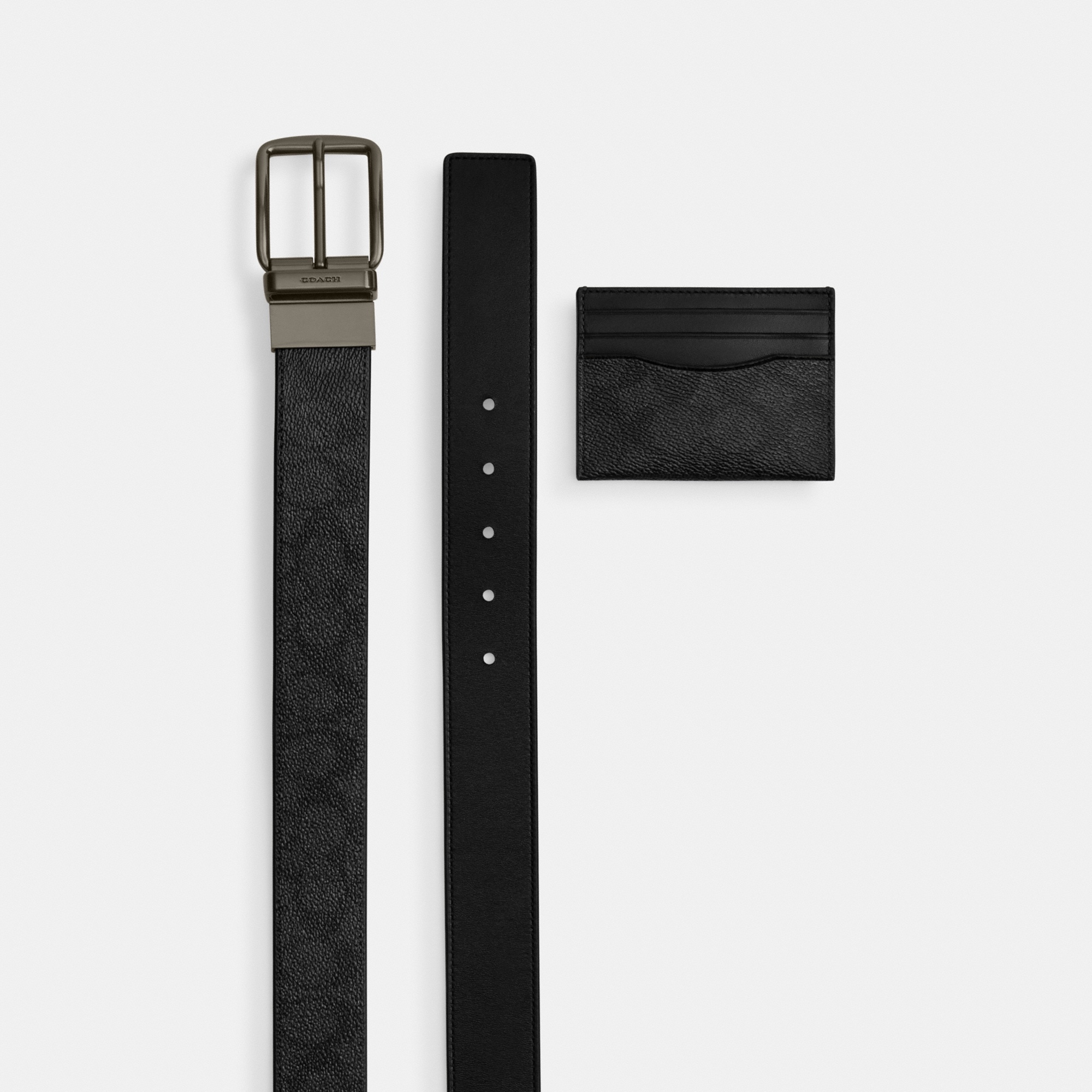 Coach Boxed Card Case And Belt Set In Signature Canvas