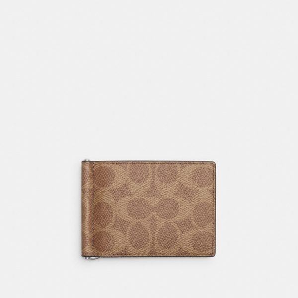 Coach Slim Money Clip Billfold Wallet In Signature Canvas - Preorder