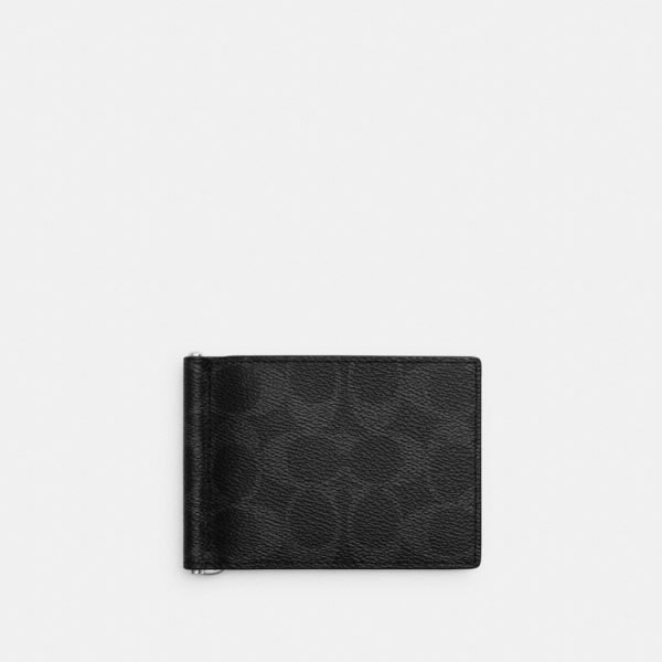 Coach Slim Money Clip Billfold Wallet In Signature Canvas - Preorder