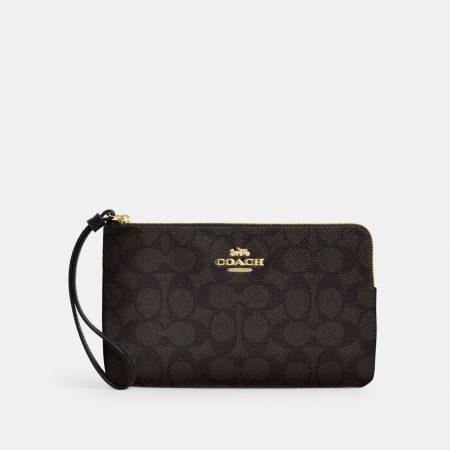 Coach Large Corner Zip Wristlet In Signature Canvas - Preorder
