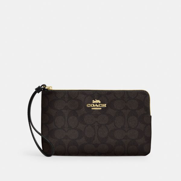 Coach Large Corner Zip Wristlet In Signature Canvas - Preorder