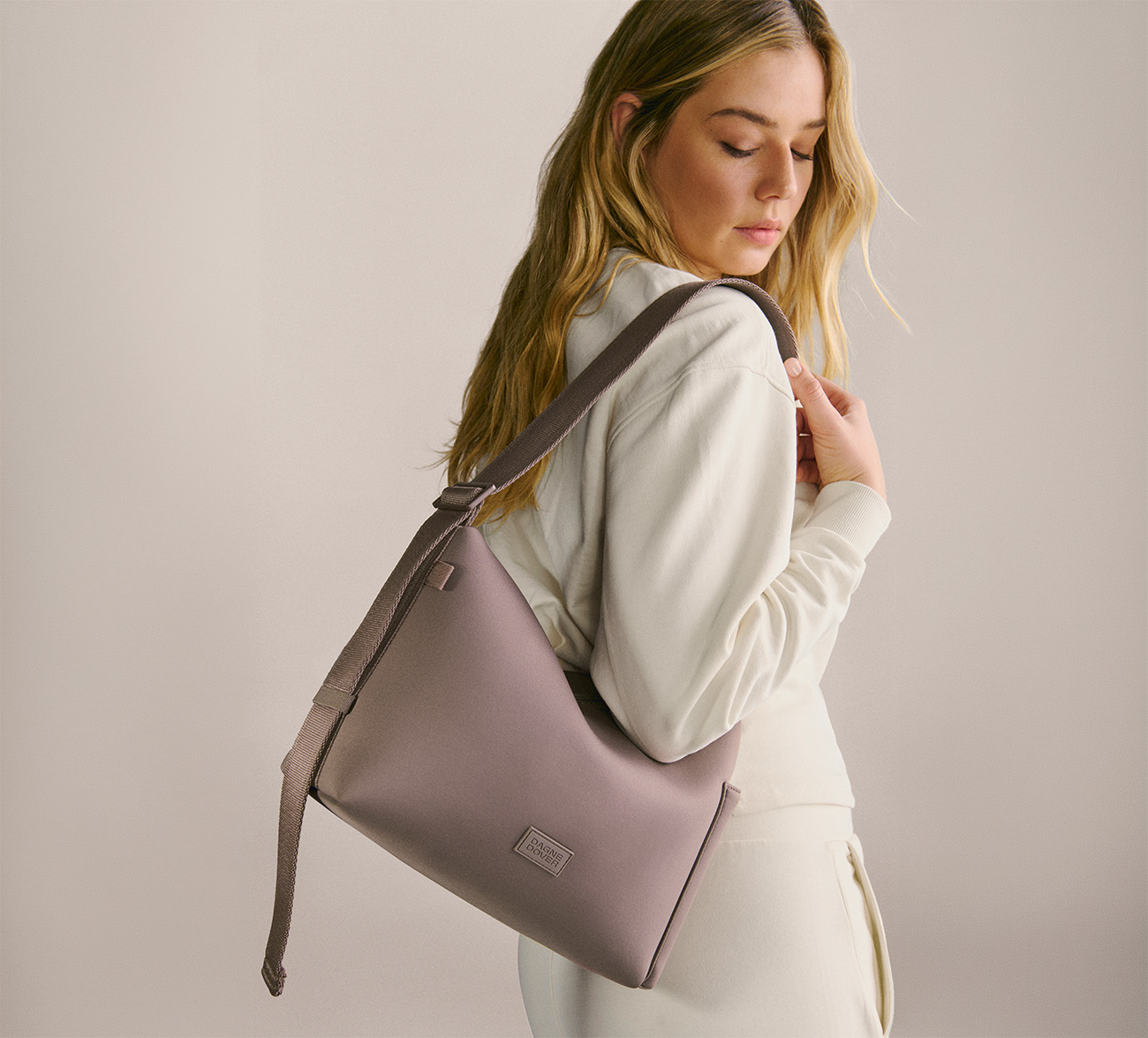 Dagne Dover Rue Shoulder Bag premium neoprene 2026 neutral color