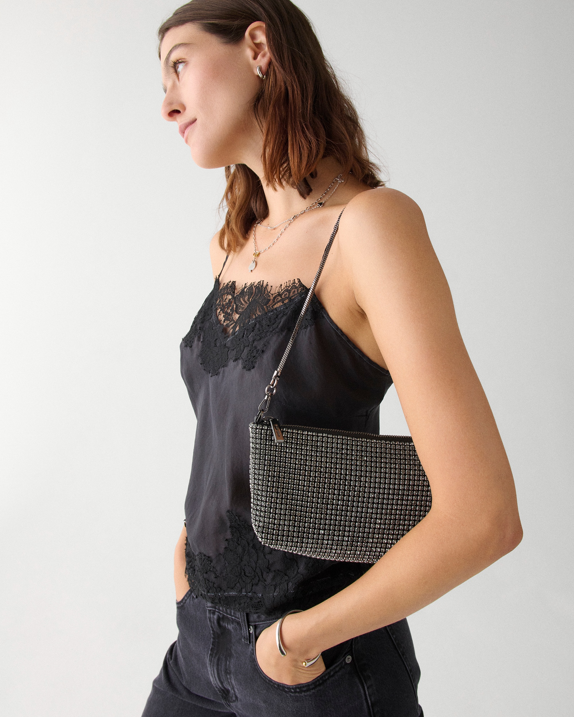 Kate Spade Andie Faux Crystal Mesh Small Shoulder