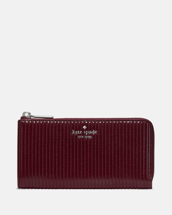 Kate Spade Shiny Quilted Large Slim L-zip Wallet - Preorder