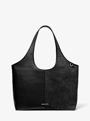 Michael Kors Henly Extra Large all leather Shopper Tote Luggage Black Loden