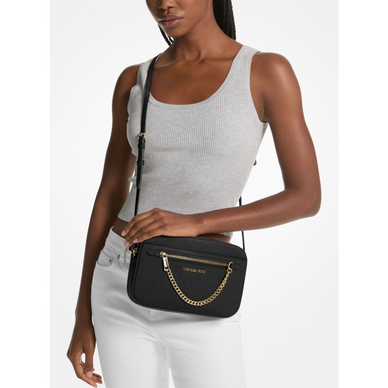 Michael Kors Jet Set Large Saffiano Leather Crossbody 32S4STVC3L Black sale 2026