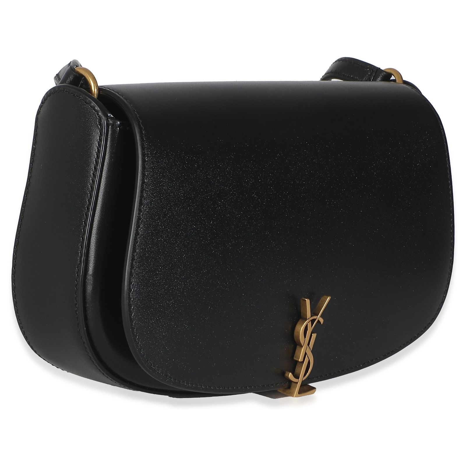 Saint Laurent Mini Voltaire black polished box calfskin leather texture macro detail