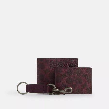Coach Outlet Boxed 3 In 1 Wallet Gift Set In Signature Canvas - Preorder