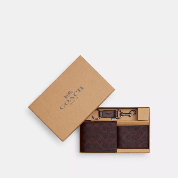 Coach Outlet Boxed 3 In 1 Wallet Gift Set In Signature Canvas - Preorder