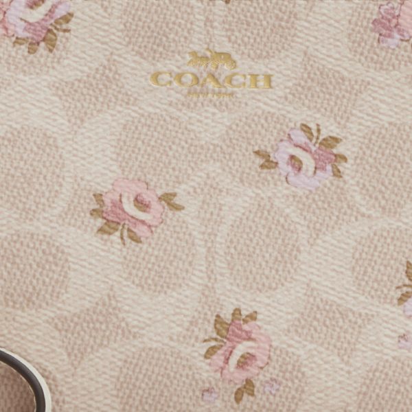 Coach Outlet Corner Zip Wristlet In Signature Canvas With Floral Print - Preorder