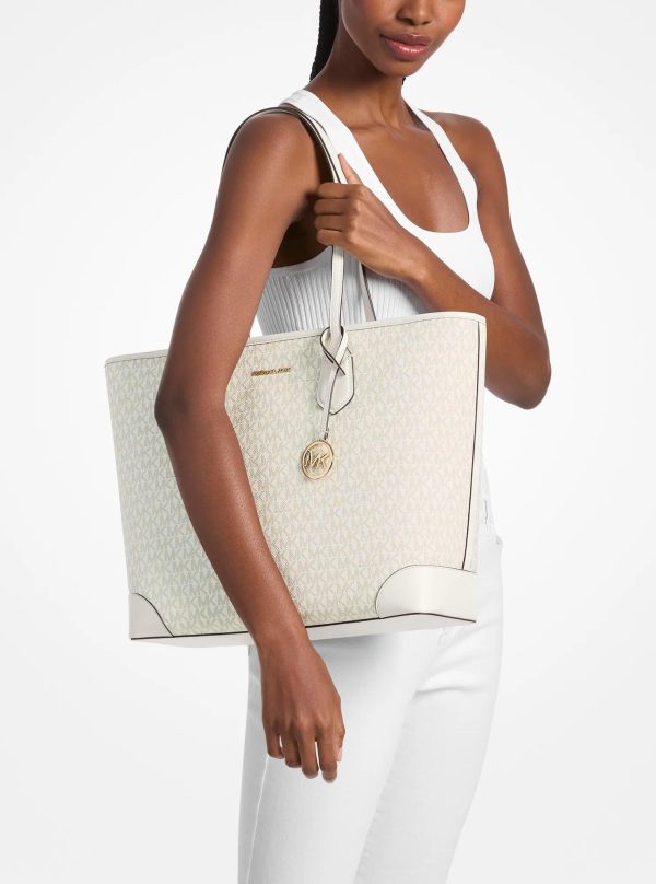 Michael Kors Outlet Eva Large Signature Logo Tote Bag - Preorder