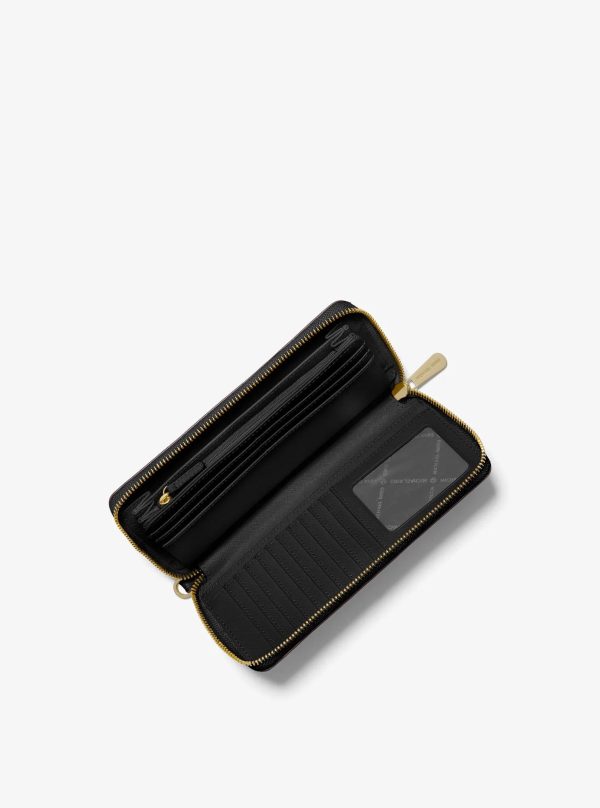 Michael Kors Outlet Jet Set Travel Large Pebbled Leather Wristlet - Preorder