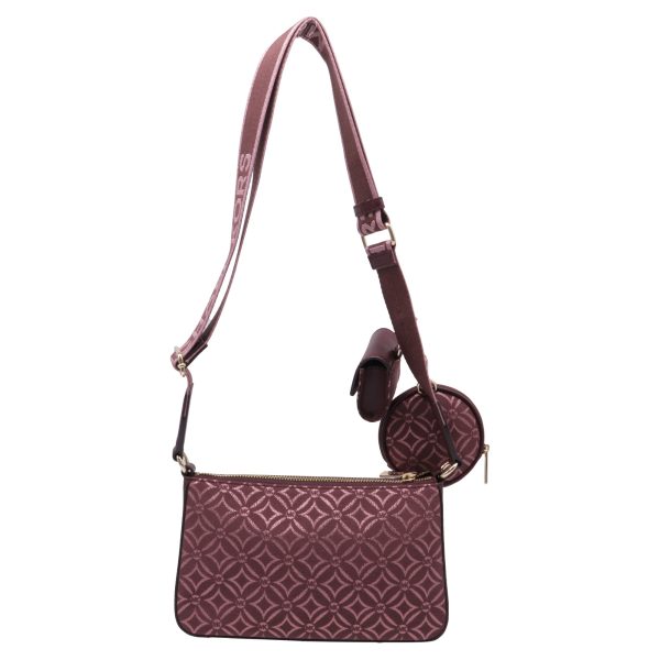Michael Kors Small Jet Set Travel Logo Jacquard Crossbody Bag in Burgundy Canvas - Preorder