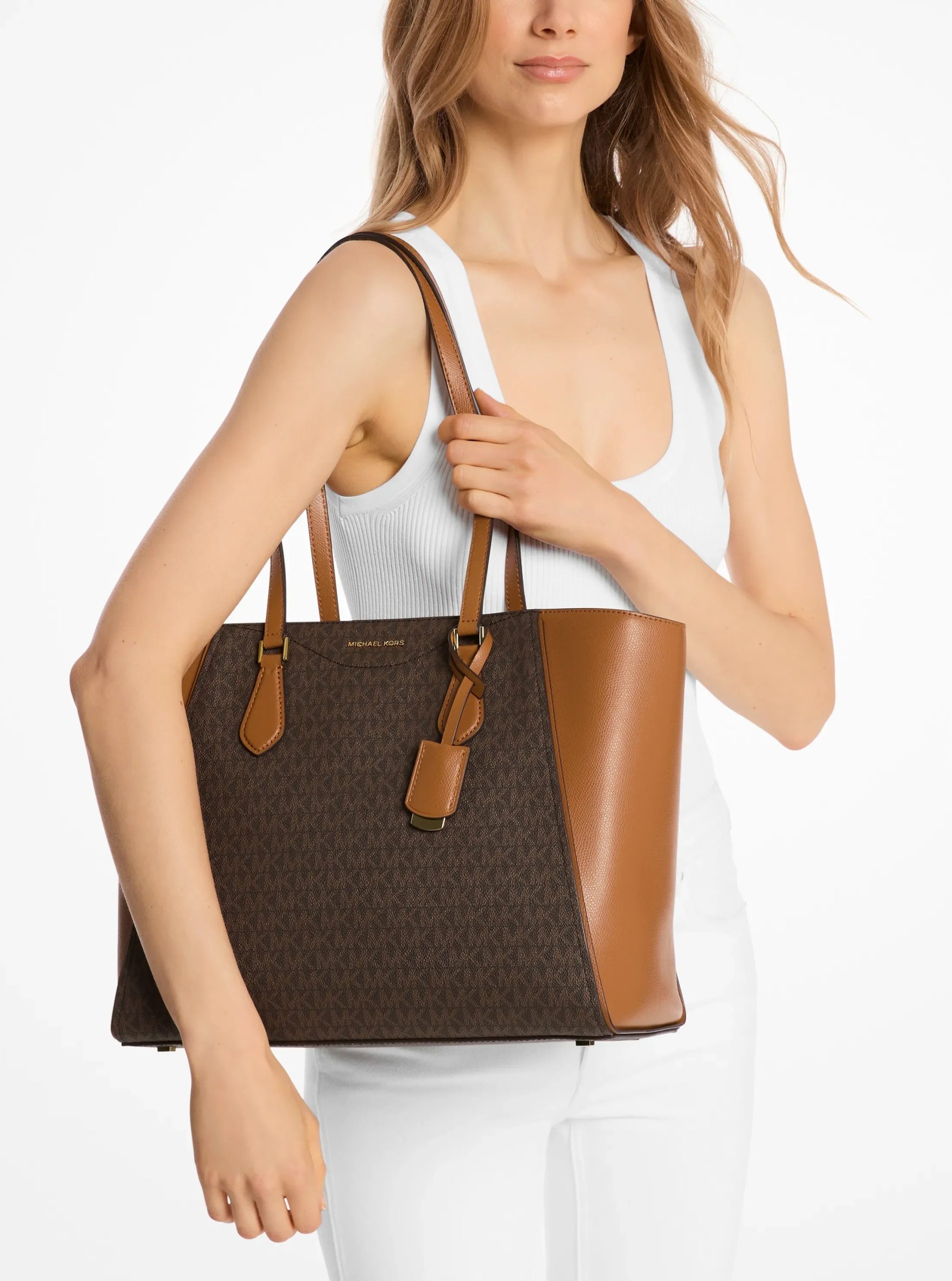 Michael Kors Taryn Large Signature Logo and Leather Tote Bag - Preorder