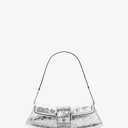 Michael Kors Colby Small Crackled Metallic Leather Convertible Clutch - Preorder — Silver