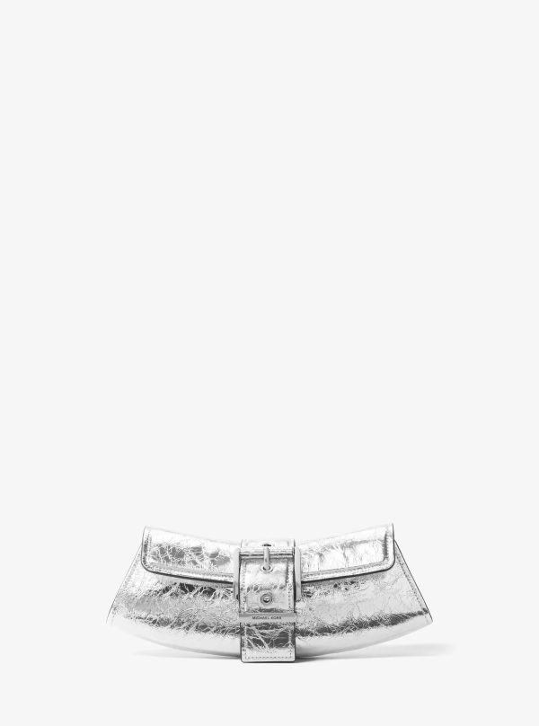 Michael Kors Colby Small Crackled Metallic Leather Convertible Clutch - Preorder