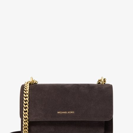 Michael Kors Claire Large Suede Shoulder Bag - Preorder — Chocolate