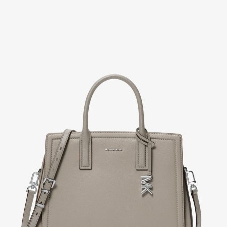 Michael Kors Laila Medium Color-Block Leather Satchel - Preorder — Heather Grey