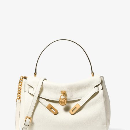 Michael Kors Hamilton Large Textured Leather Soft Satchel - Preorder — Eggshell
