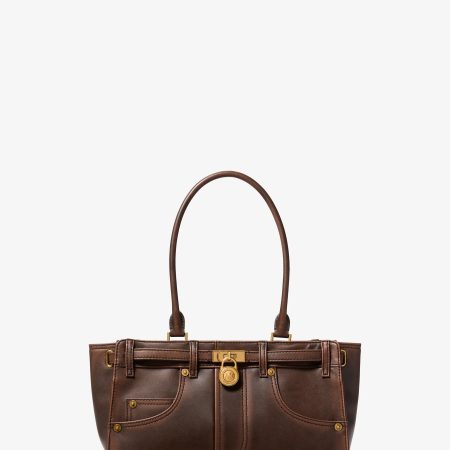 Michael Kors Hamilton Small Burnished Leather Satchel - Preorder — Chocolate