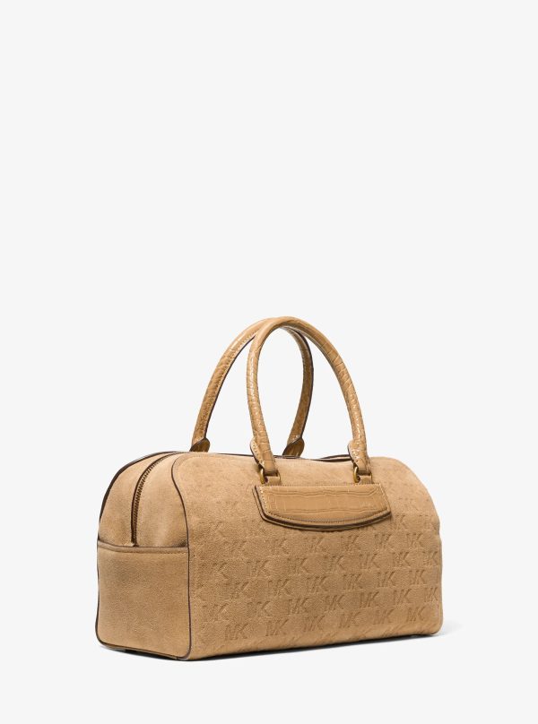 Michael Kors Jet Set Travel Medium Logo Embossed Suede Duffel Crossbody Bag - Preorder