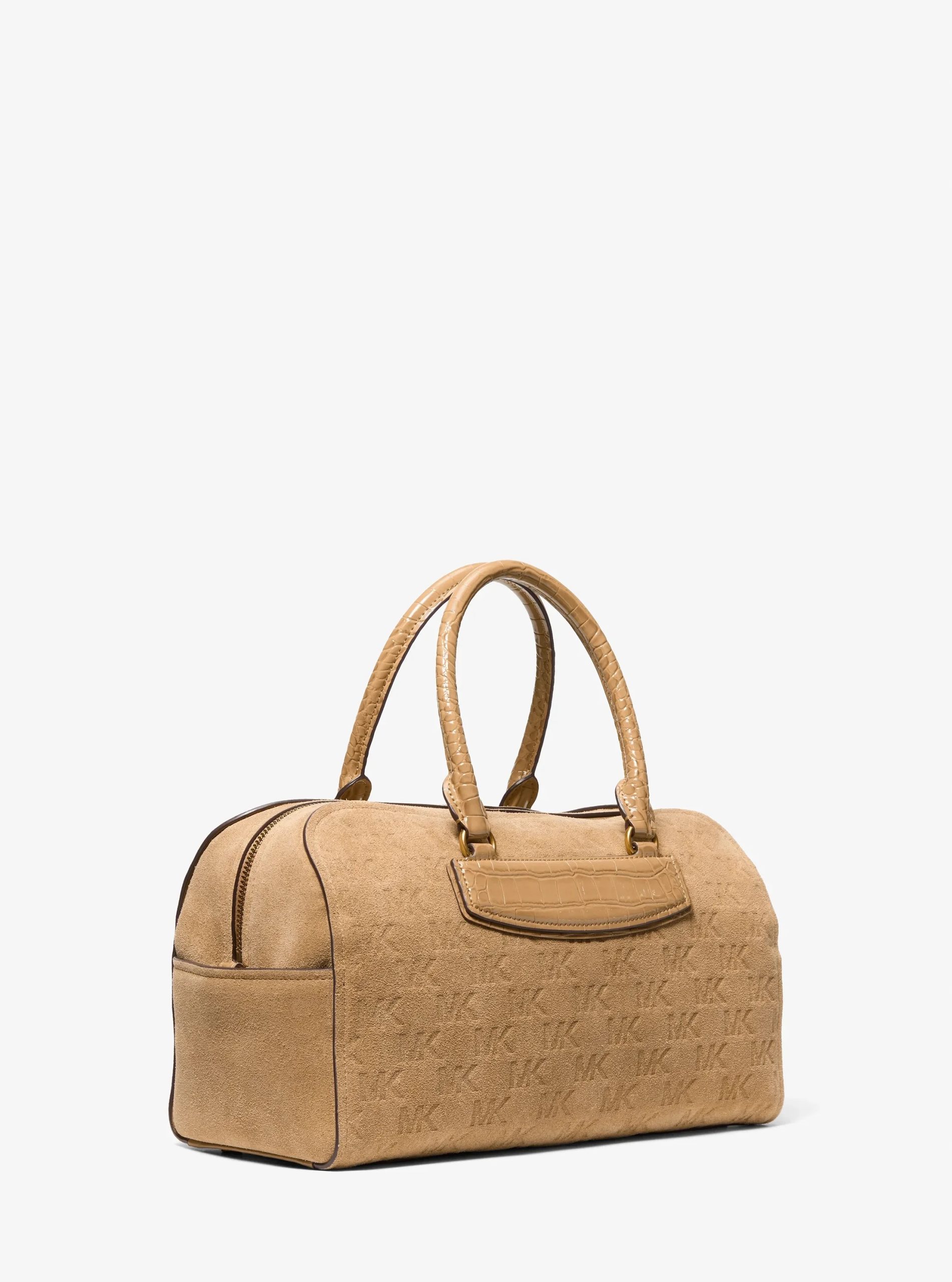Michael Kors Jet Set Travel Medium Logo Embossed Suede Duffel Crossbody Bag - Preorder