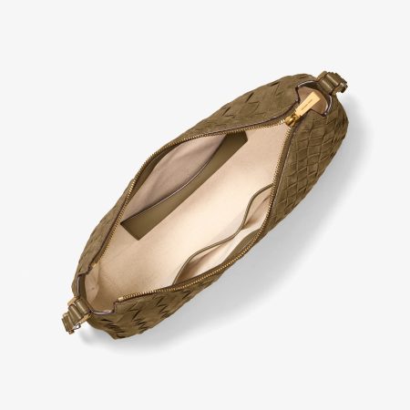 Michael Kors Nolita Medium Hand-Woven Suede Shoulder Bag - Preorder — Loden
