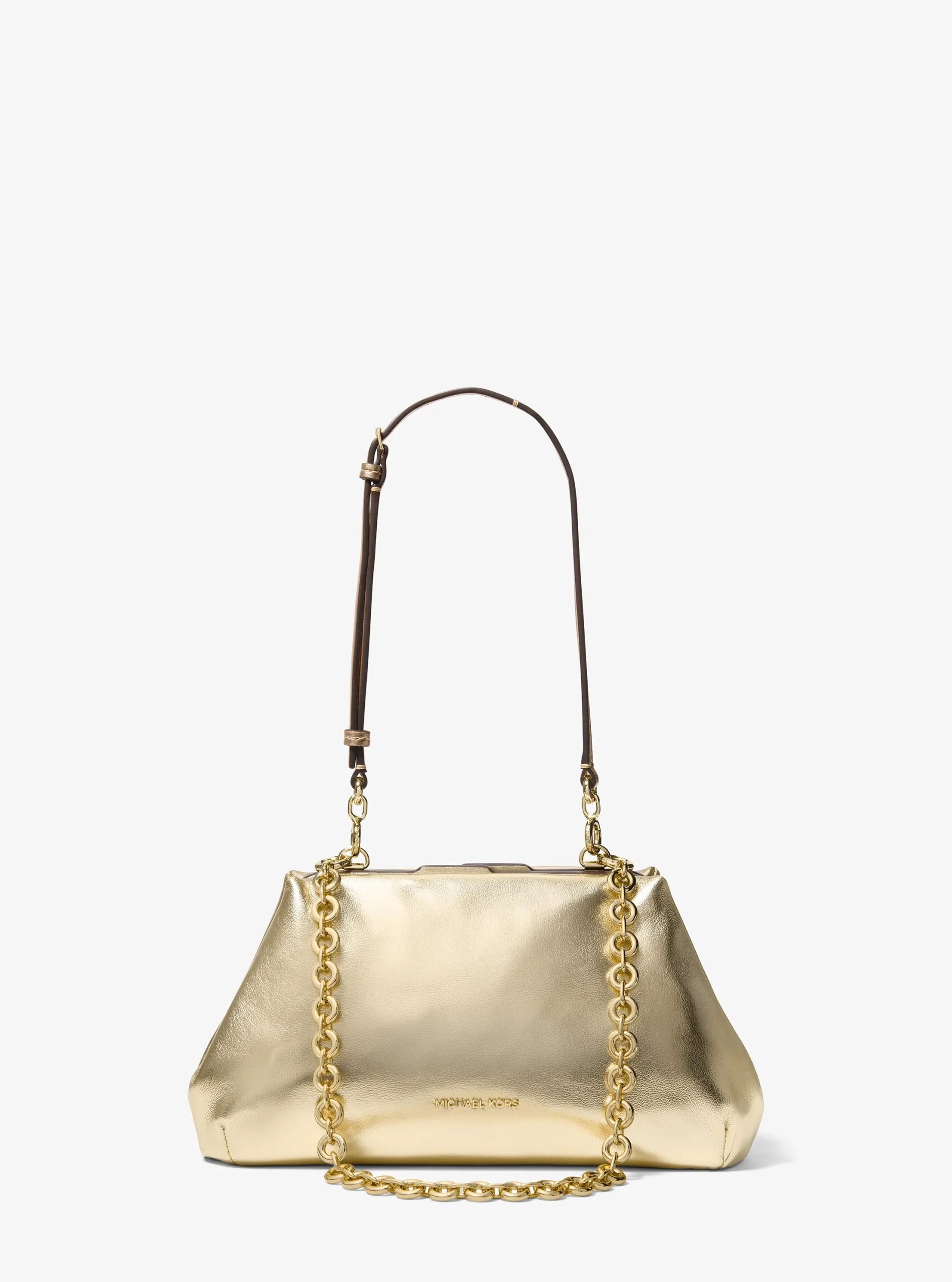Michael Kors Goldie Small Metallic Leather Convertible Clutch - Preorder