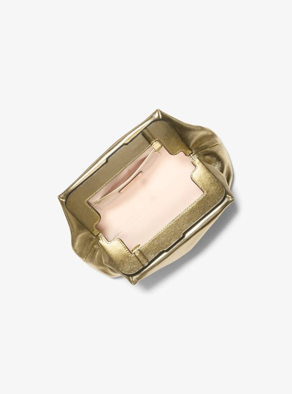 Michael Kors Goldie Small Metallic Leather Convertible Clutch - Preorder
