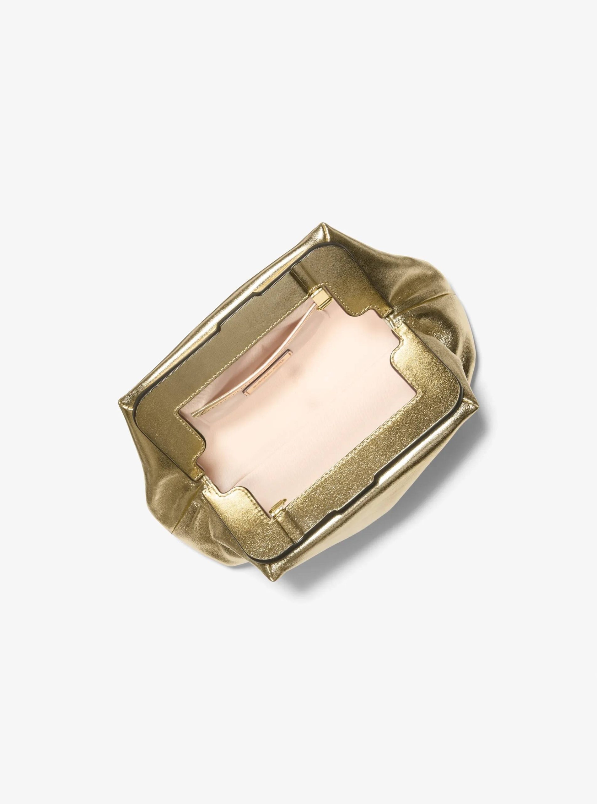Michael Kors Goldie Small Metallic Leather Convertible Clutch - Preorder