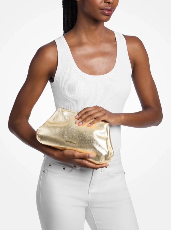Michael Kors Goldie Small Metallic Leather Convertible Clutch - Preorder