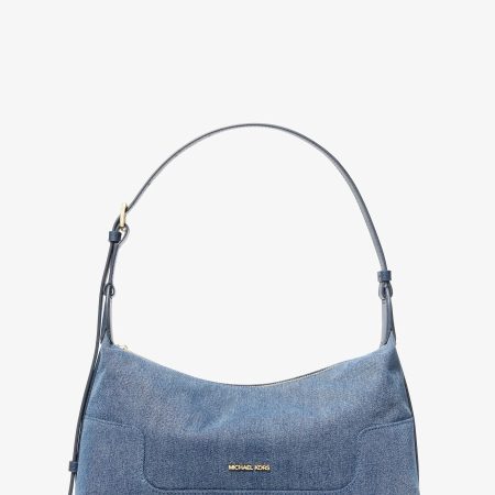 Michael Kors Teddi Medium Washed Denim Slouchy Shoulder Bag - Preorder — Lt Vtblu Wsh