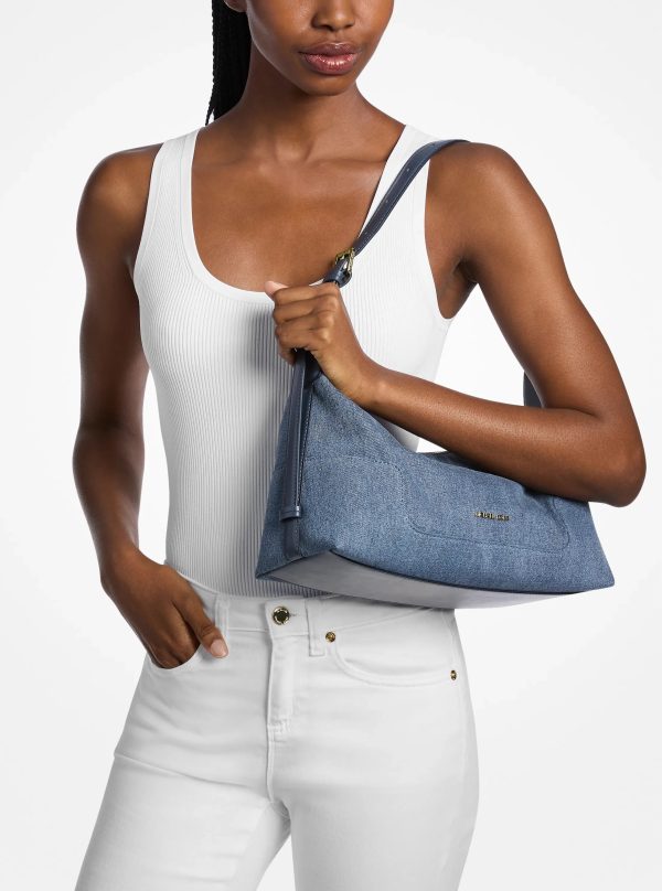 Michael Kors Teddi Medium Washed Denim Slouchy Shoulder Bag - Preorder