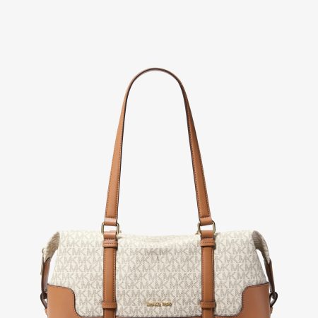 Michael Kors Teddi Large Signature Logo Shoulder Bag - Preorder — Vanilla Acorn