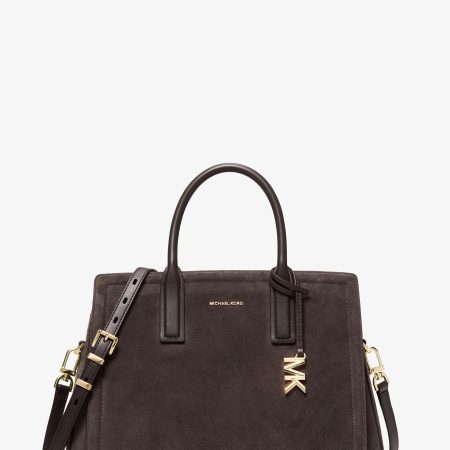 Michael Kors Laila Medium Suede Satchel - Preorder — Chocolate