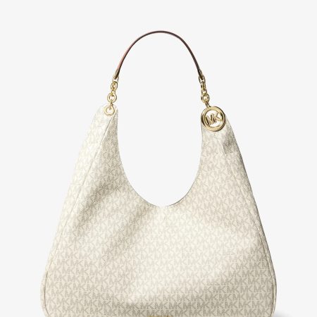 Michael Kors Ellie Large Signature Logo Shoulder Bag - Preorder — Vanilla Acorn