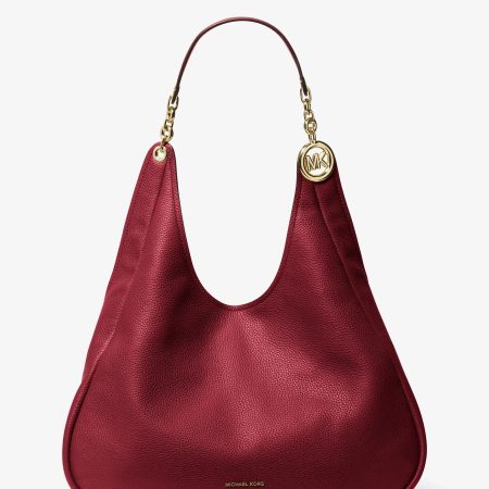 Michael Kors Ellie Large Pebbled Leather Shoulder Bag - Preorder — Deep Red
