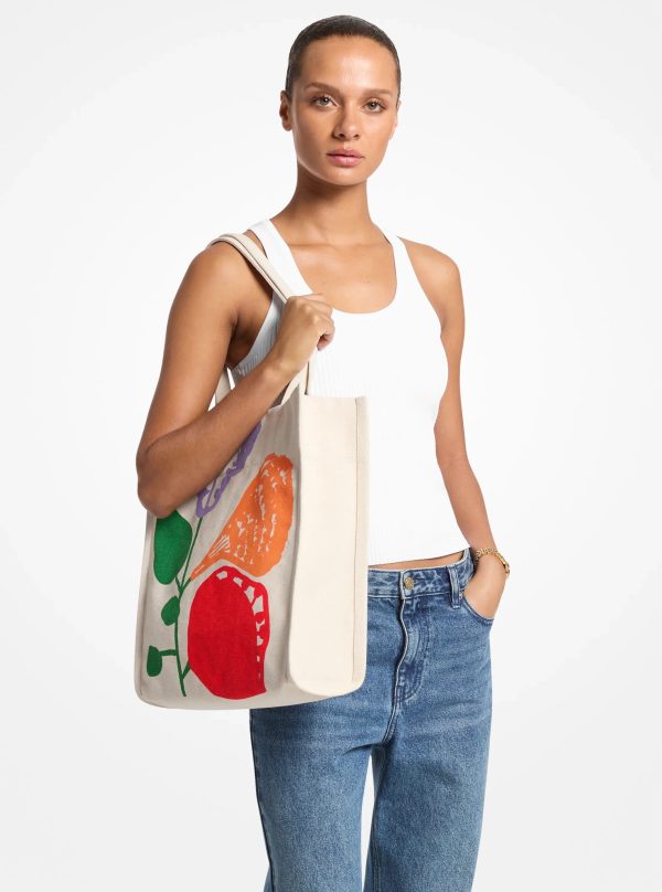 Michael Kors Watch Hunger Stop Large Printed Cotton Canvas Tote Bag - Preorder