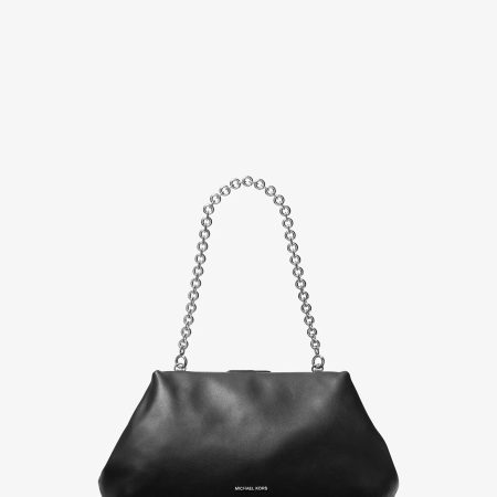 Michael Kors Goldie Large Leather Clutch - Preorder — Black