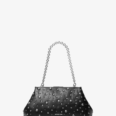 Michael Kors Goldie Large Studded Leather Clutch - Preorder — Black