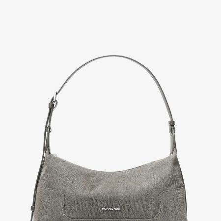 Michael Kors Teddi Medium Washed Denim Shoulder Bag - Preorder — Graphite