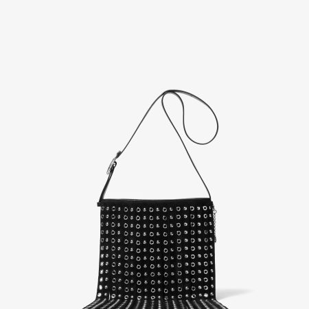 Michael Kors Nolita Small Studded Fringed Suede Messenger Bag - Preorder — Black